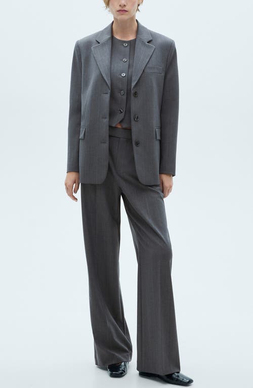 Shop Mango Pinstripe Pleat Front Pants In Grey