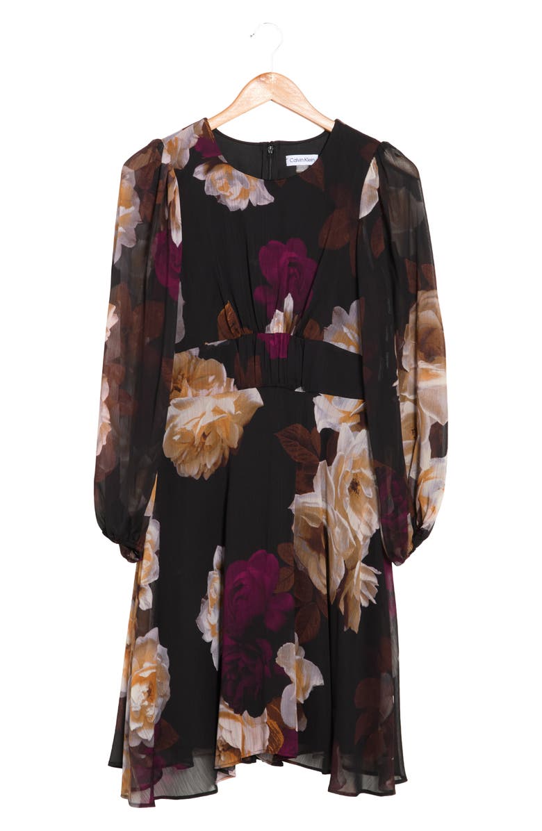 Calvin Klein Persimmon Floral Chiffon Dress | Nordstromrack