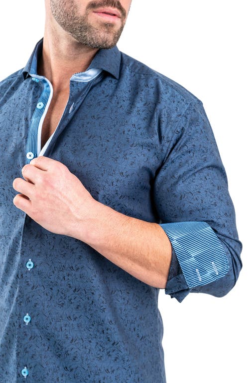 Maceoo Einstein Jacqfoxtrot Navy Button-up Shirt In Blue