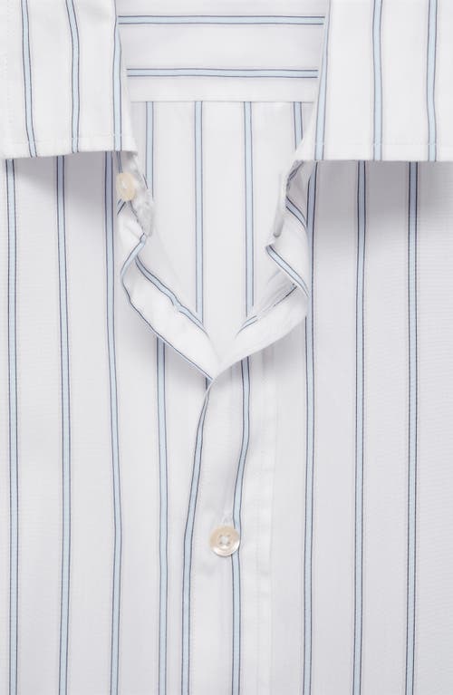 Shop Mango Regular Fit Stripe Button-up Shirt In Sky Blue