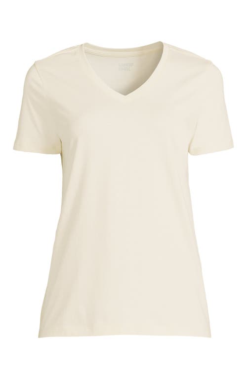 Shop Lands' End Relaxed Supima Cotton V-neck T-shirt In Fresh Ivory