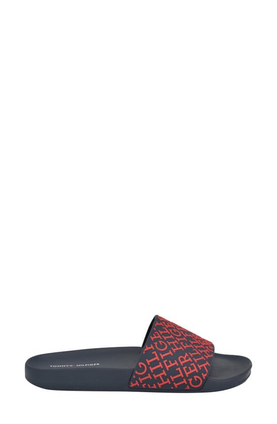 Shop Tommy Hilfiger Logo Slide Sandal In Red