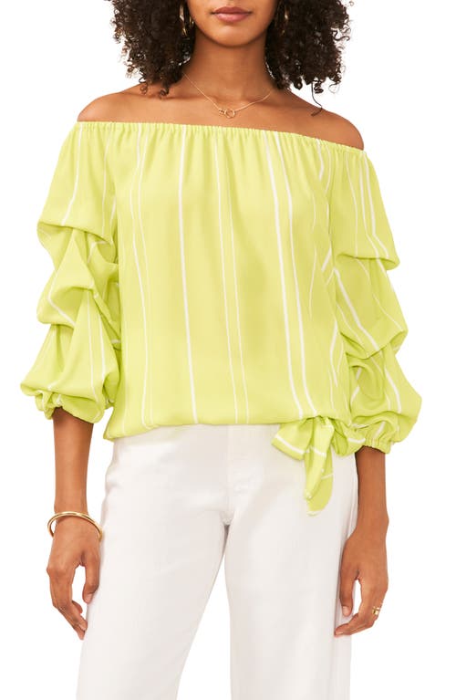 Off the Shoulder Stripe Blouse in Bright Lemon