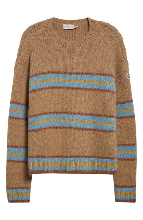 Shop Moncler Stripe Alpaca & Wool Blend Sweater In Beige