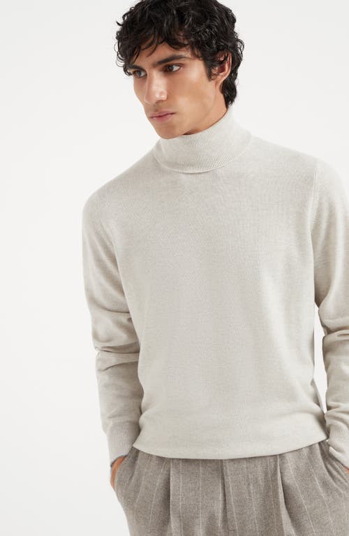 Shop Brunello Cucinelli Turtleneck Sweater In Stone Grey