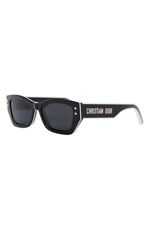 Shop Dior 'pacific S2u 53mm Square Sunglasses In Shiny Black/smoke