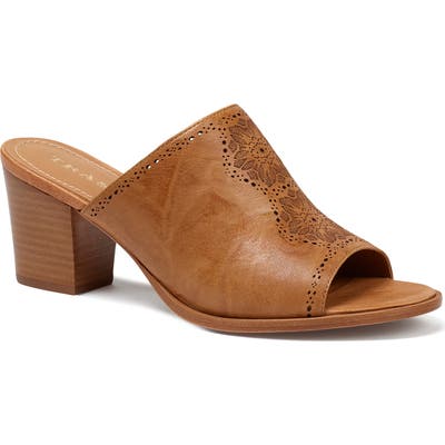 Trask Carlena Perforated Slide Sandal- Brown
