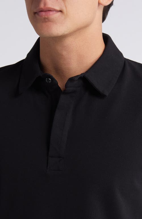 7 For All Mankind Piqué Knit Polo In Black