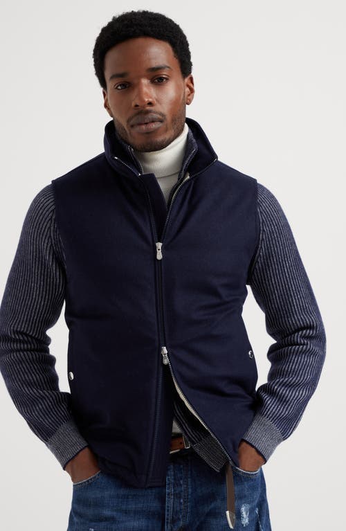 Shop Brunello Cucinelli Flannel Down Vest In Blue