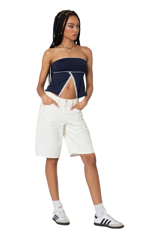 EDIKTED EDIKTED LACE TRIM SPLIT FRONT TUBE TOP