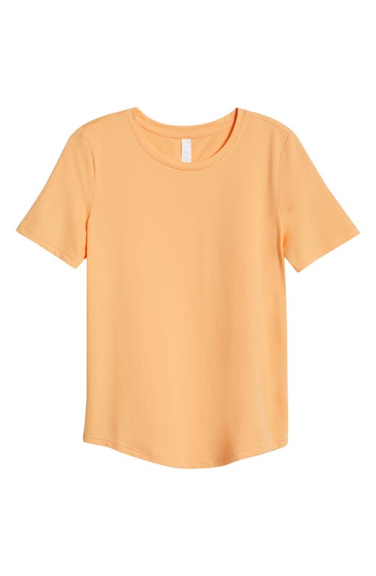 Shop Zella Motivate Perforated Crewneck T-shirt In Coral Beads
