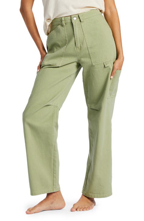 Women Trousers Women Trousers 100 Percent Polyester Fiber Women Trousers  Polyester Fiber Pure Color High Waist Two Pockets Female Long Cargo Pants  for Daily Travel (M) Od Green at  Women's Clothing