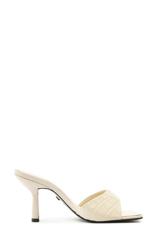 Schutz Posseni Croco Stiletto Slide Sandals In Pearl