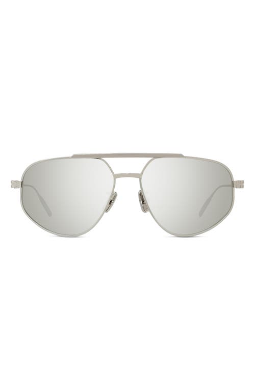 Givenchy Gvspeed 57mm Aviator Sunglasses In Shiny Palladium/brown Mirror