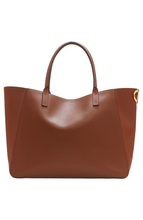 Shop Valentino Garavani Small Vlogo Detail Leather Tote In Tobacco