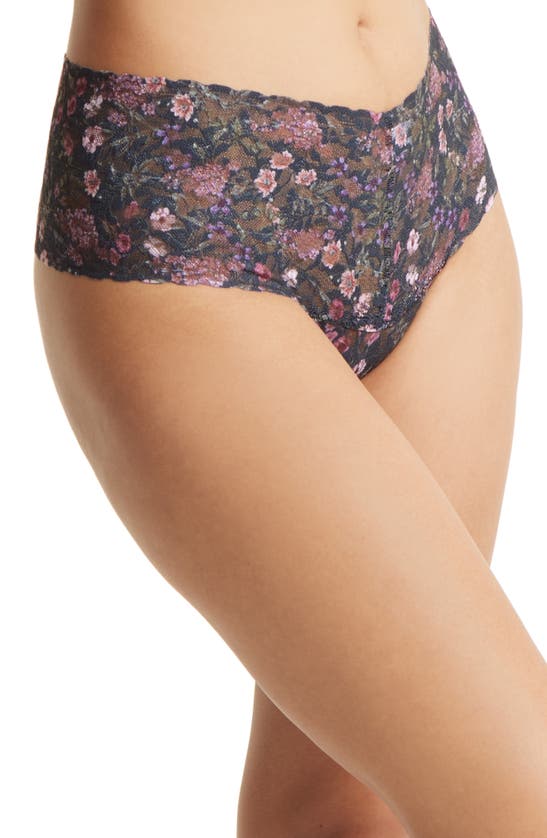 Hanky Panky Print Retro Lace Thong In Myddelton Gardens