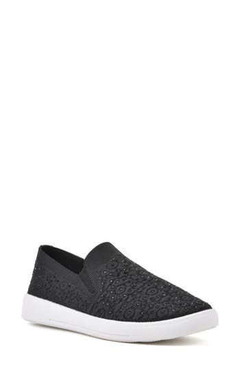 Shop White Mountain Footwear Unit Knit Slip-on Sneaker In Black/fabric