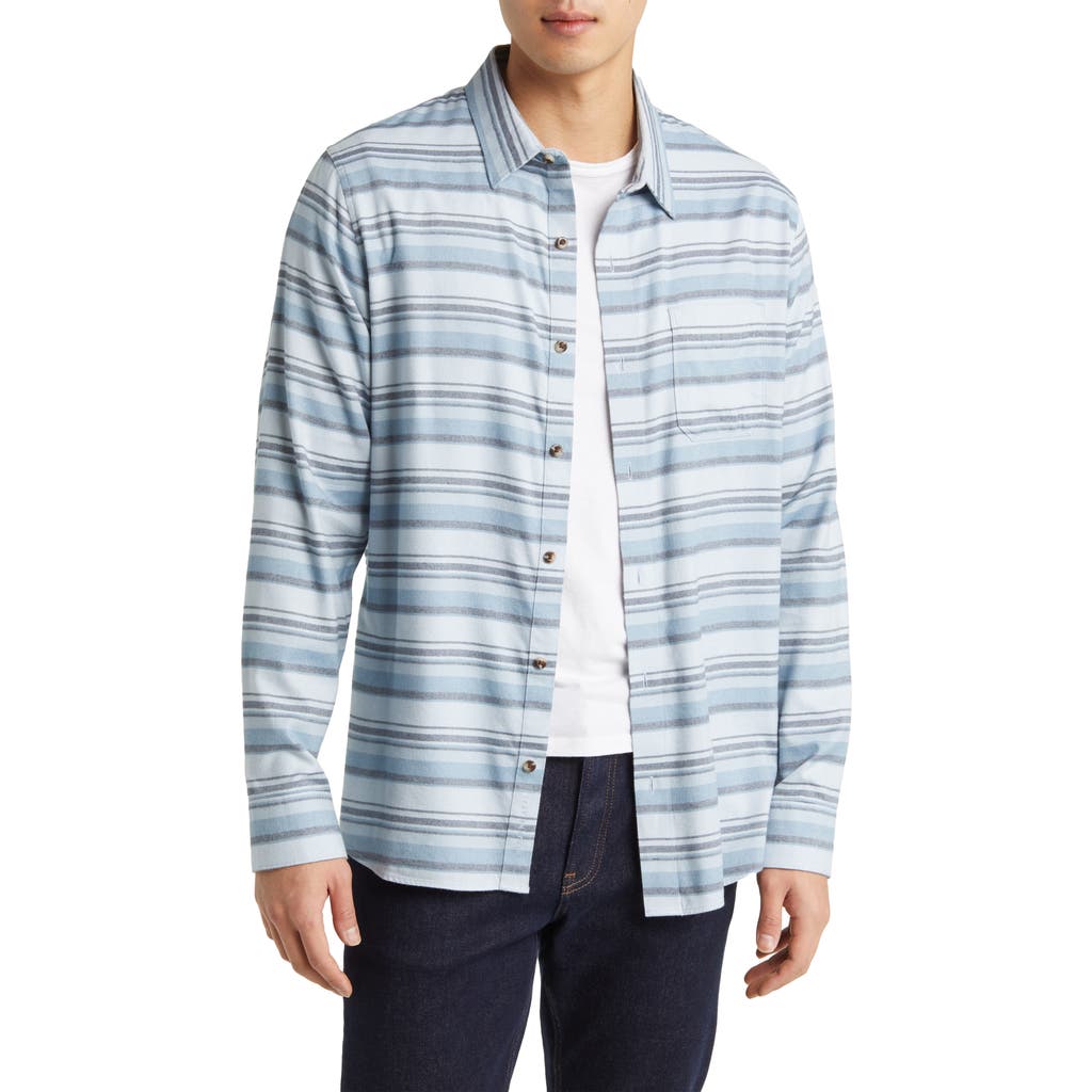 Shop Travismathew Cloud Flannel Button-up Shirt In Ash Blue/total Eclipse