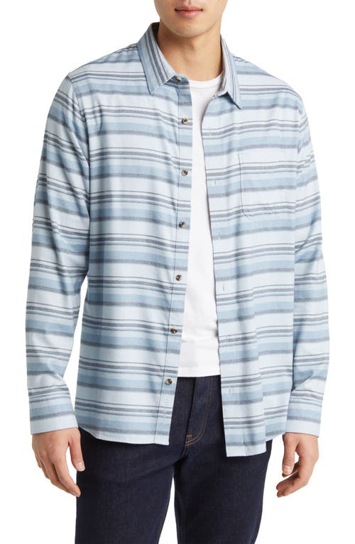 Shop Travismathew Cloud Flannel Button-up Shirt In Ash Blue/total Eclipse