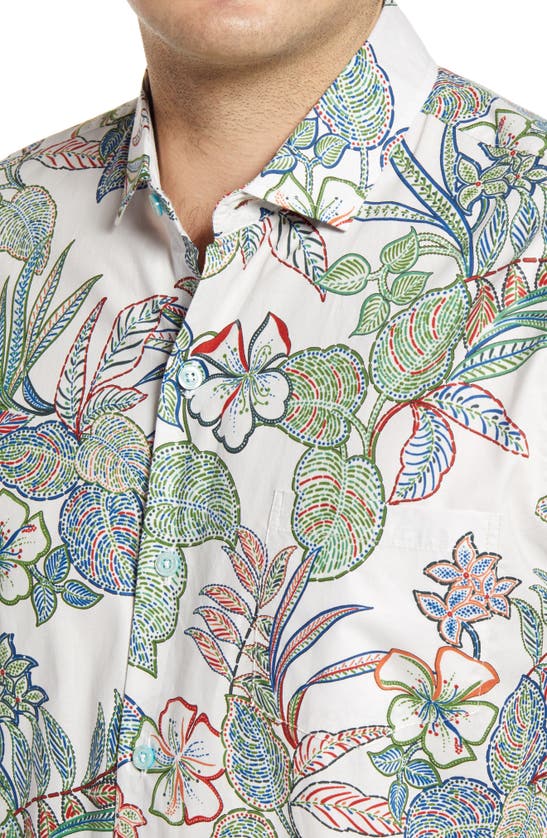 Shop Tori Richard Bargello Floral Short Sleeve Button-up Shirt In White