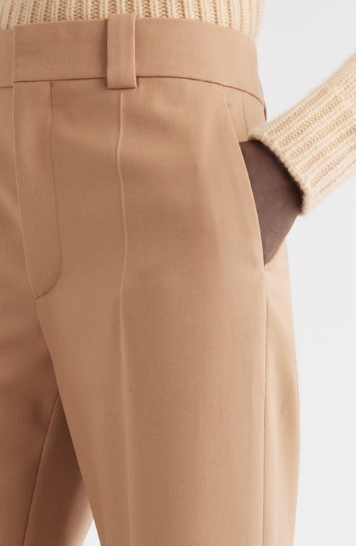 Shop Chloé High Waist Wide Leg Wool Trousers In Coconut Brown