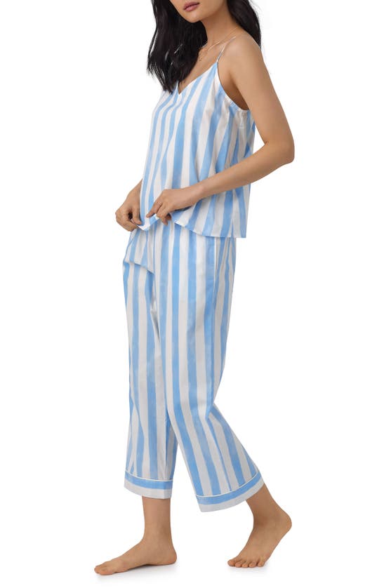 Shop Bedhead Pajamas Stripe Crop Organic Cotton Pajamas In Waterfront Stripe