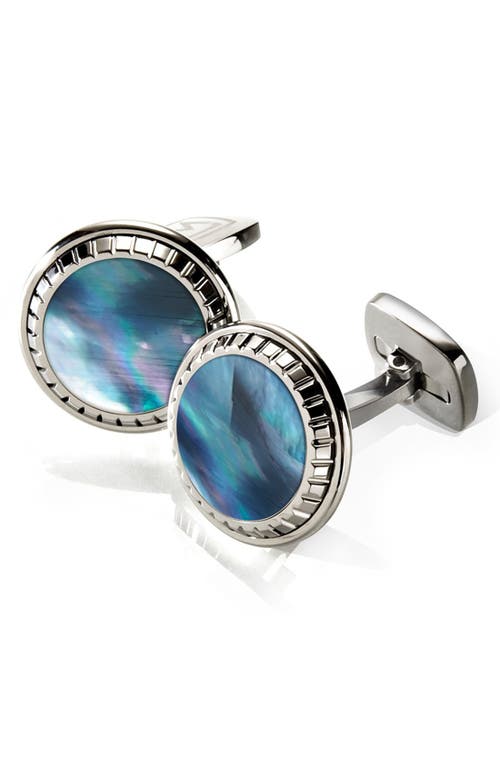 M Clip Men's Gray Mother-of-pearl Round Cufflinks In Stainless Steel/pearl