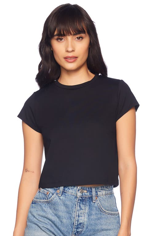 Shop Susana Monaco Crop Crewneck T-shirt In Black