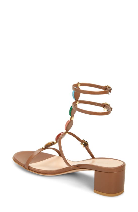 Shop Gianvito Rossi Stone Embellished Double Ankle Strap Sandal In Cuoio