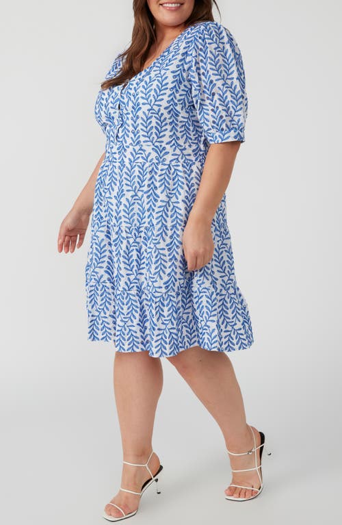 Shop Estelle La Croisette Ruffle Hem Dress In Blue/milk