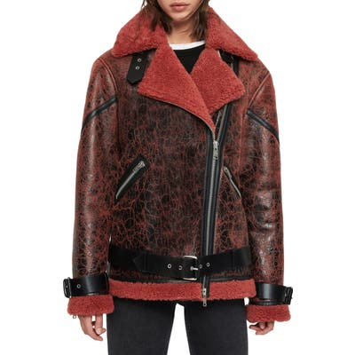 Allsaints Hawley Genuine Shearling Leather Jacket