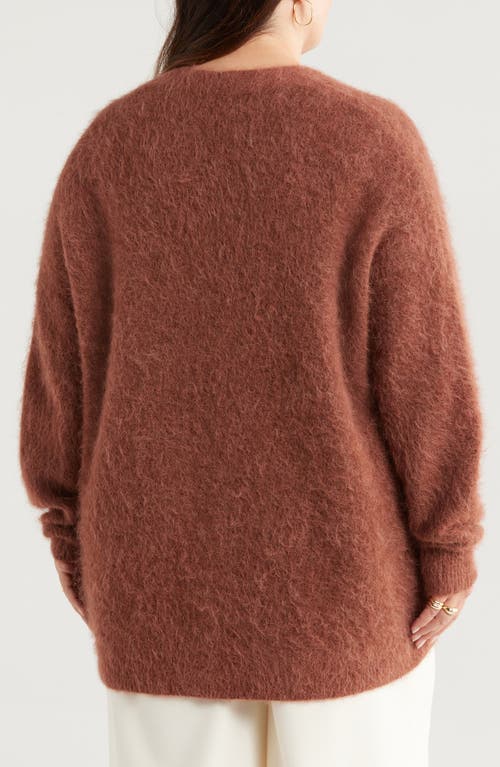 Shop Nordstrom Fuzzy Alpaca Blend Cardigan In Brown Brunette