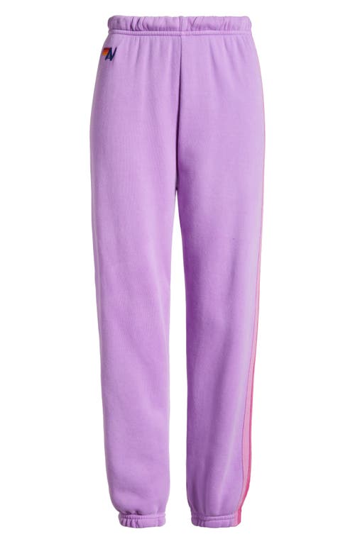 Aviator Nation Stripe Sweatpants In Neon Purple/pink