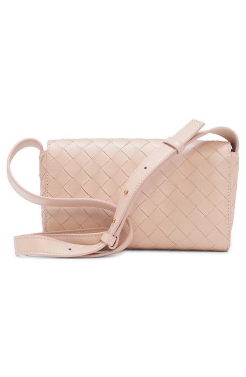 Shop Bottega Veneta Mini Intrecciato Leather Crossbody Bag In Lotus/brass