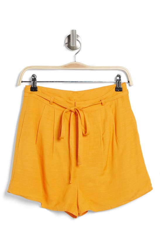 Lulus Cheers To Sunshine Linen Blend Shorts In Tangerine