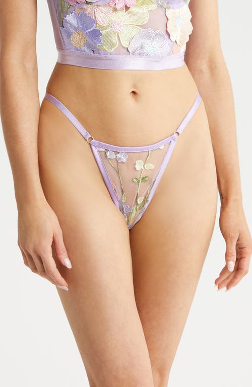Floral Embroidered G-String in Pastel Floral
