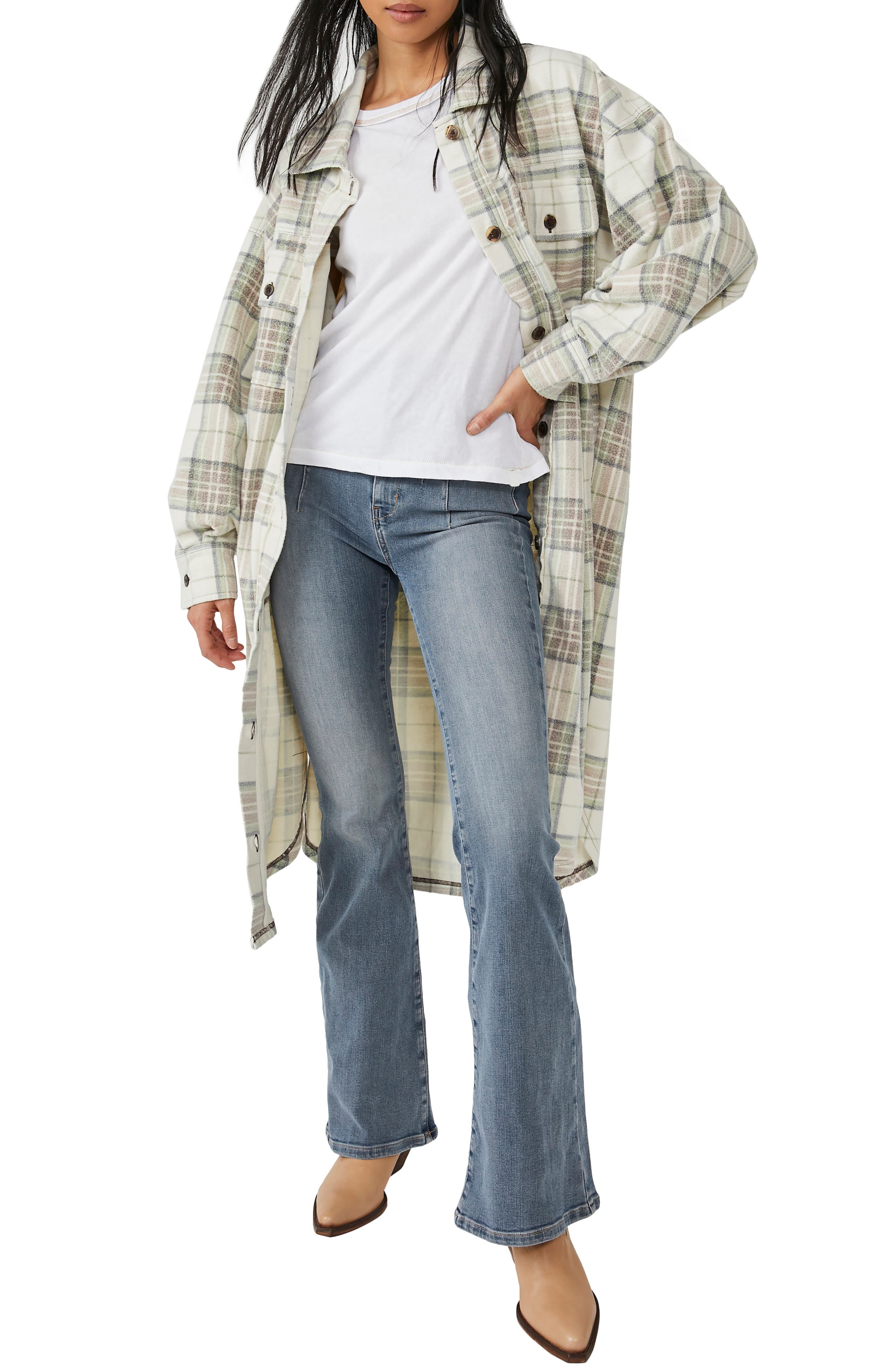 Free People Women's Plaid Print Long Ruby Jacket