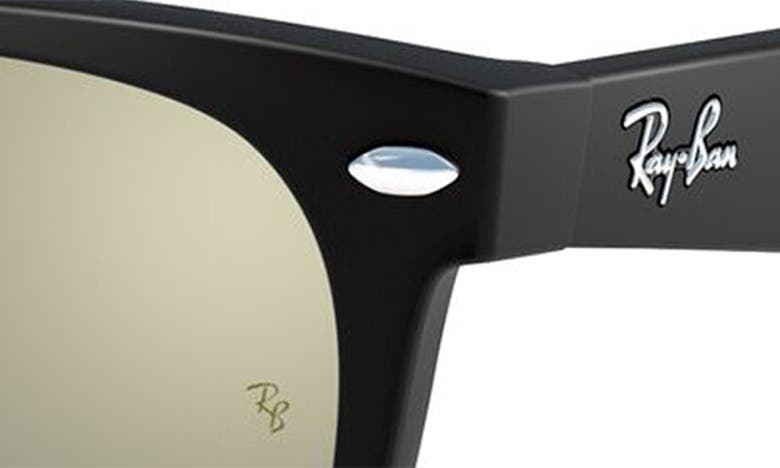 Ray Ban Ray-ban 'new Wayfarer' 55mm Sunglasses In Rubber Black/grn Silver Mirror
