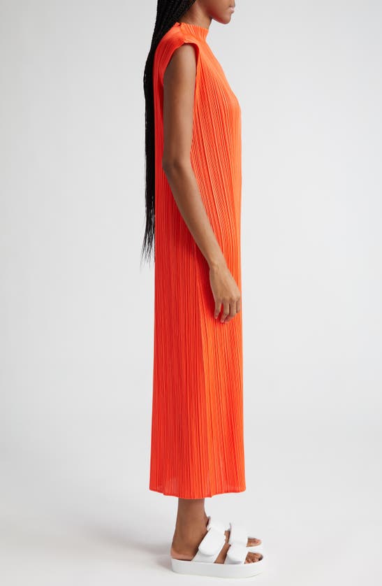 Shop Issey Miyake Monthly Colors April Pleated Dress In Habanero