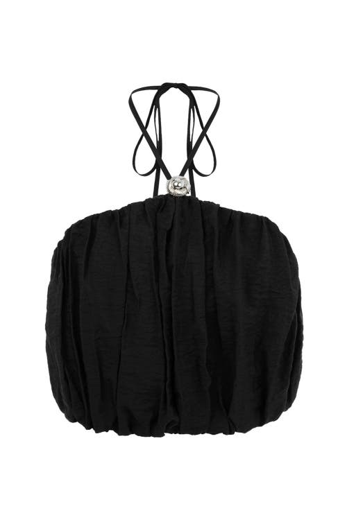 Nocturne Ruffled Crop Top in Black at Nordstrom