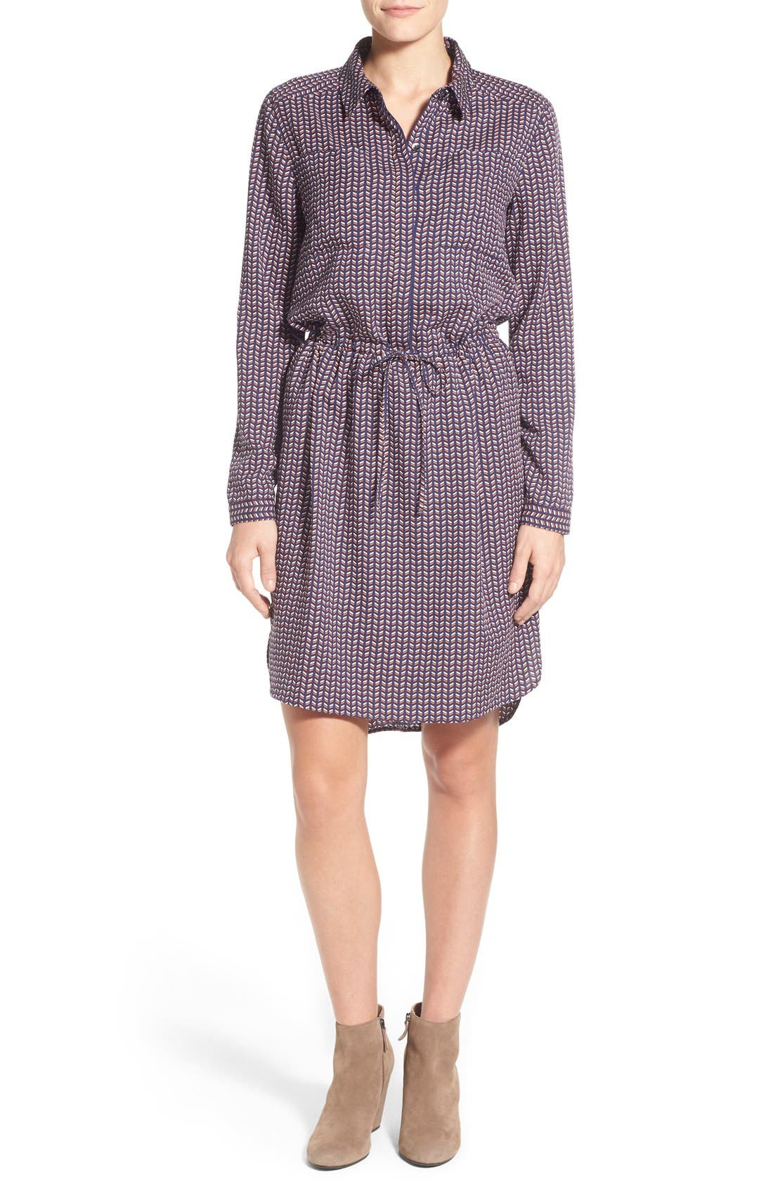Caslon® Drawstring Waist Shirtdress (Regular & Petite) Nordstrom