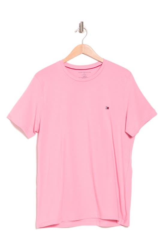 Tommy Hilfiger Core Flag Crewneck Tee In Medium Pink