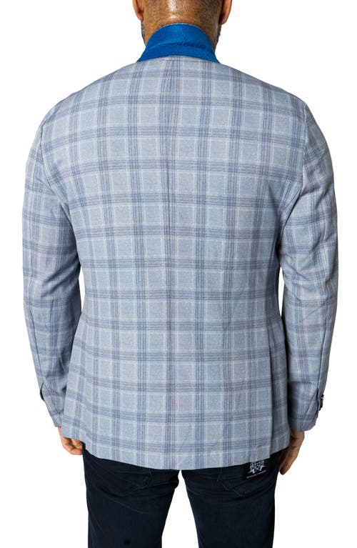 Shop Maceoo Descartes Unconstructed Plaid Brooksy Artic Blue Blazer