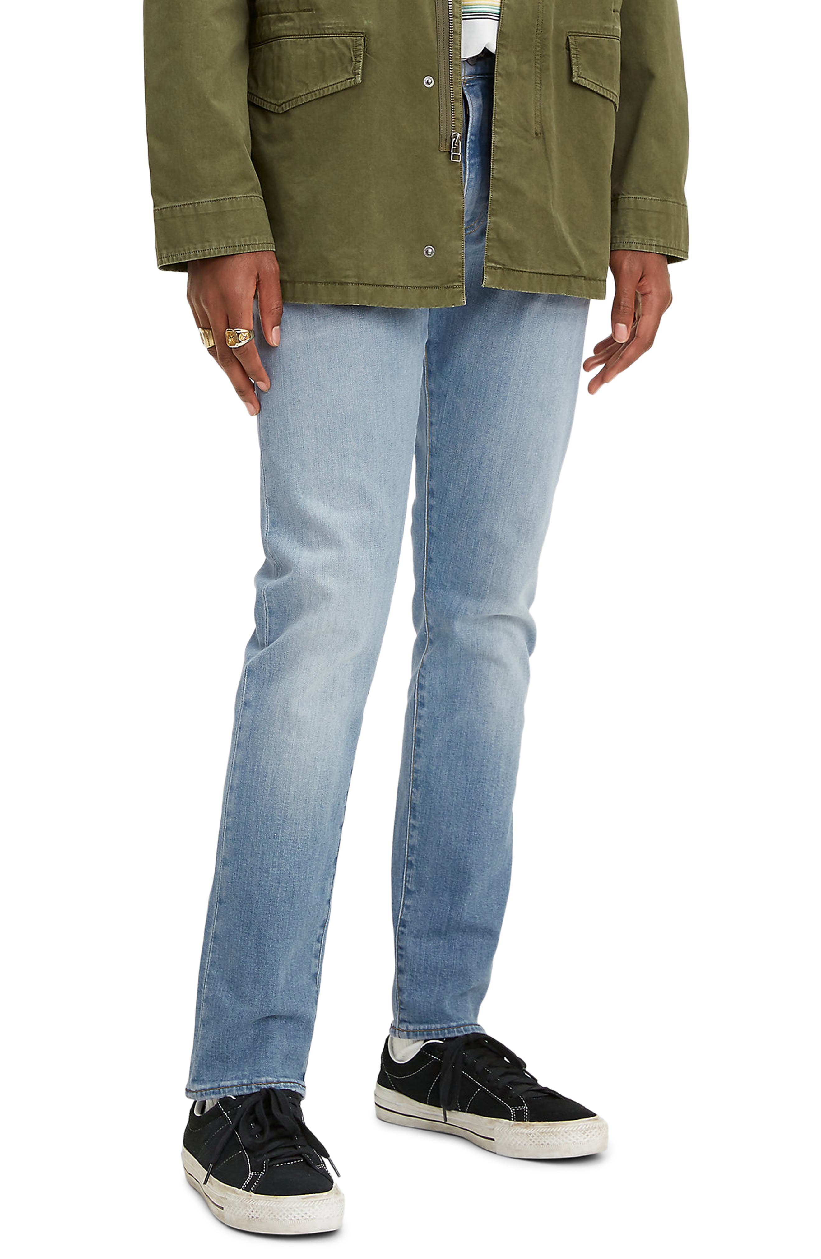 slim taper fit stretch jeans
