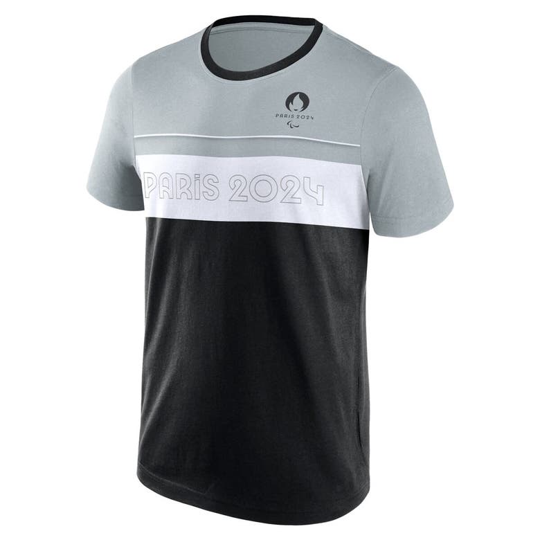Shop Fanatics Branded Black/gray Paris 2024 Summer Paralympics Edge Depth Outline Panel T-shirt