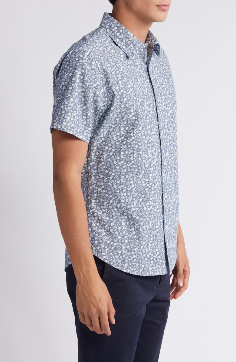 Bonobos Riviera Floral Short Sleeve Chambray ButtonUp Shirt Nordstrom