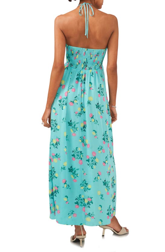 Shop 1.state Floral Halter Maxi Dress In Ocean Teal