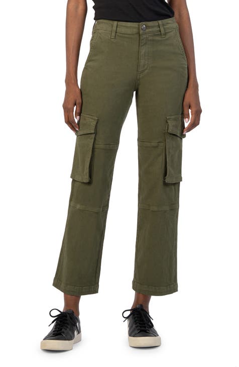 HUPOM Medieval Pants Cargo Pants Knicker High Waist Rise Full Straight-Leg  Green XL 