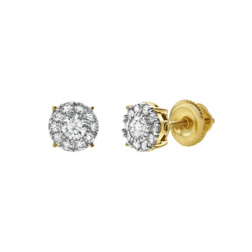 Luvmyjewelry Blazers S 14k Gold Diamond Stud Earrings In 14k Yellow Gold