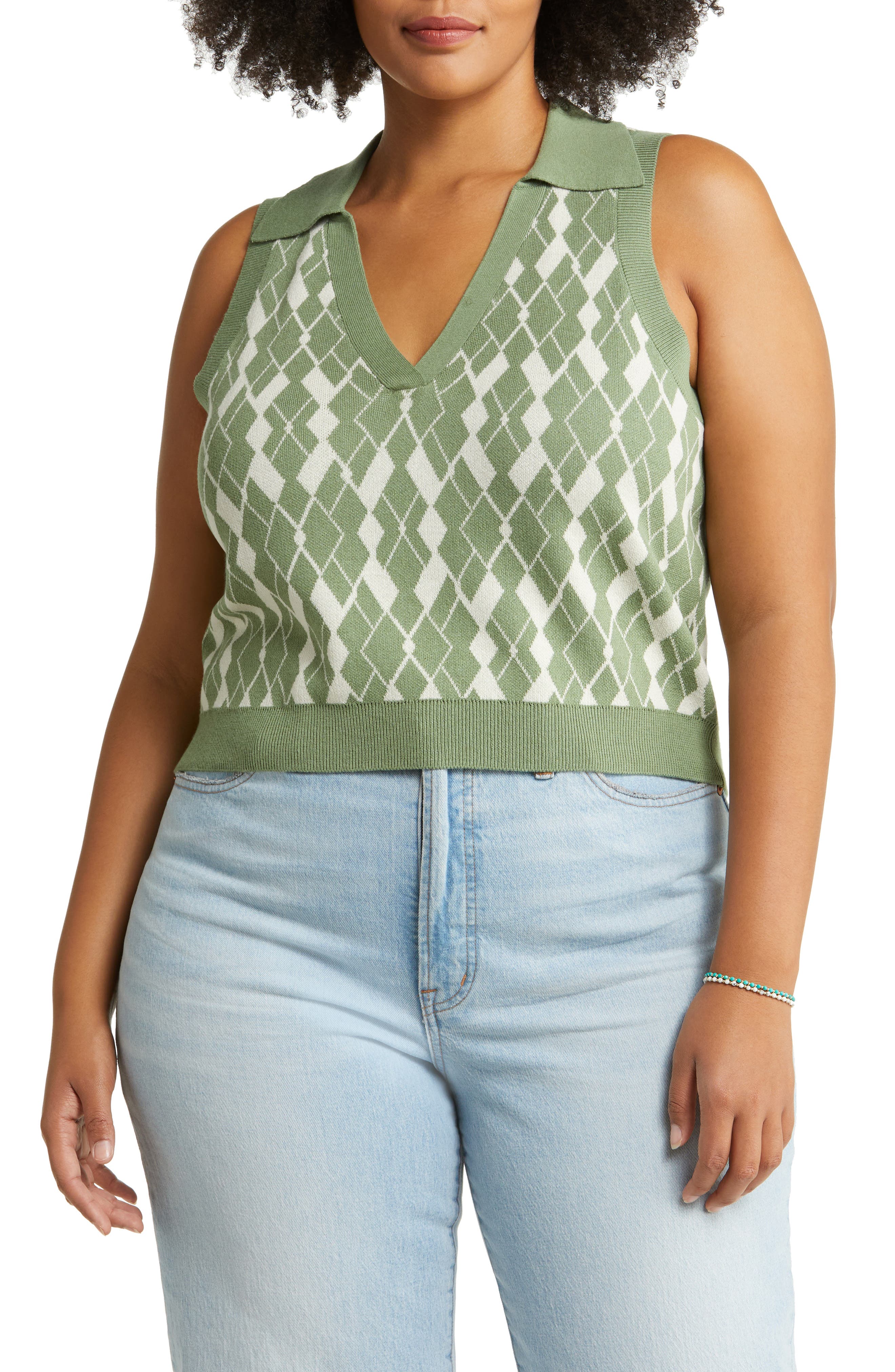BP. Argyle Cotton Blend Polo Sweater 
